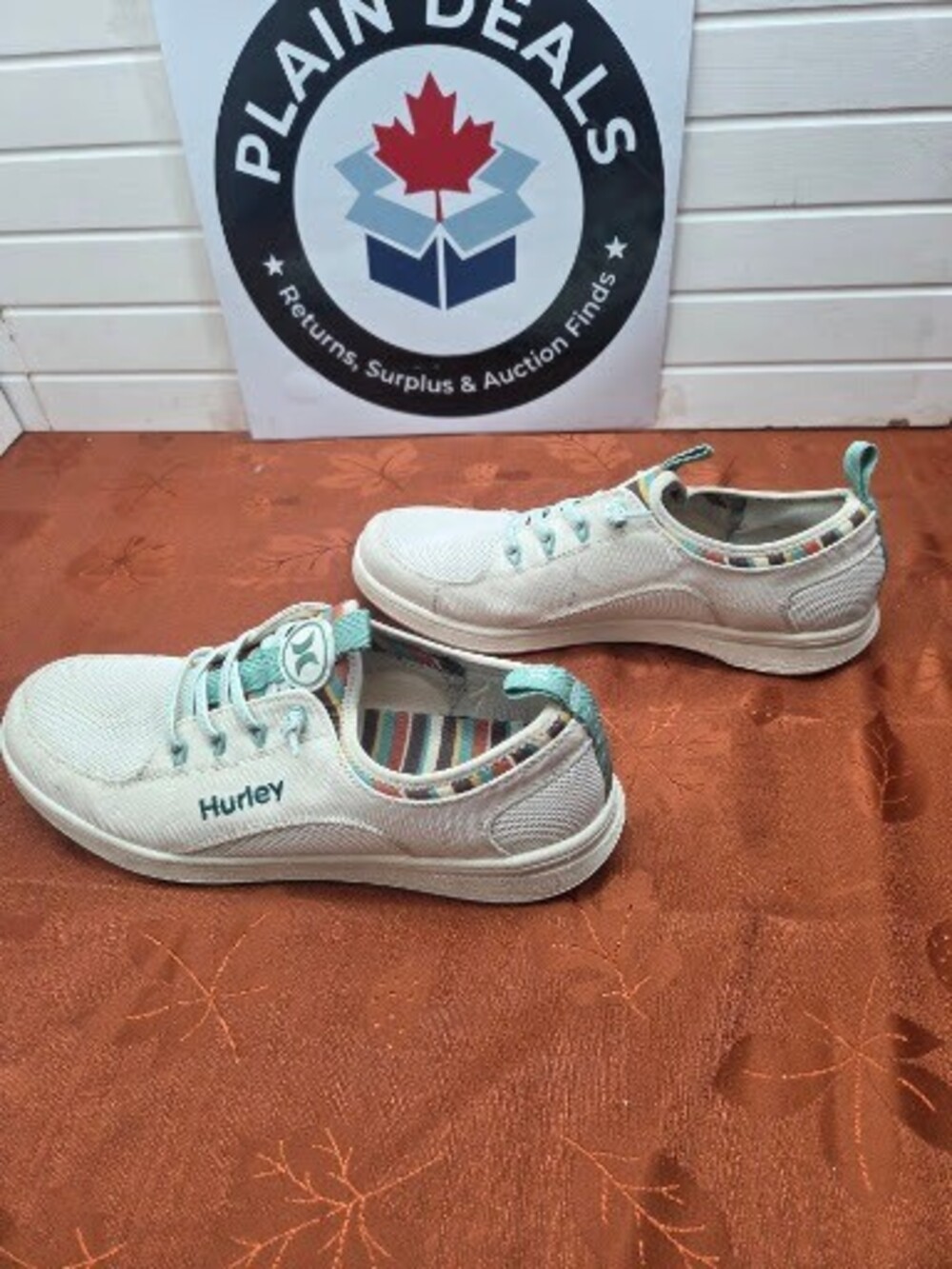 Hurley Women's Canvas Slip-On Boat / Deck Shoes, Off-White & Seafoam, Size 10 US